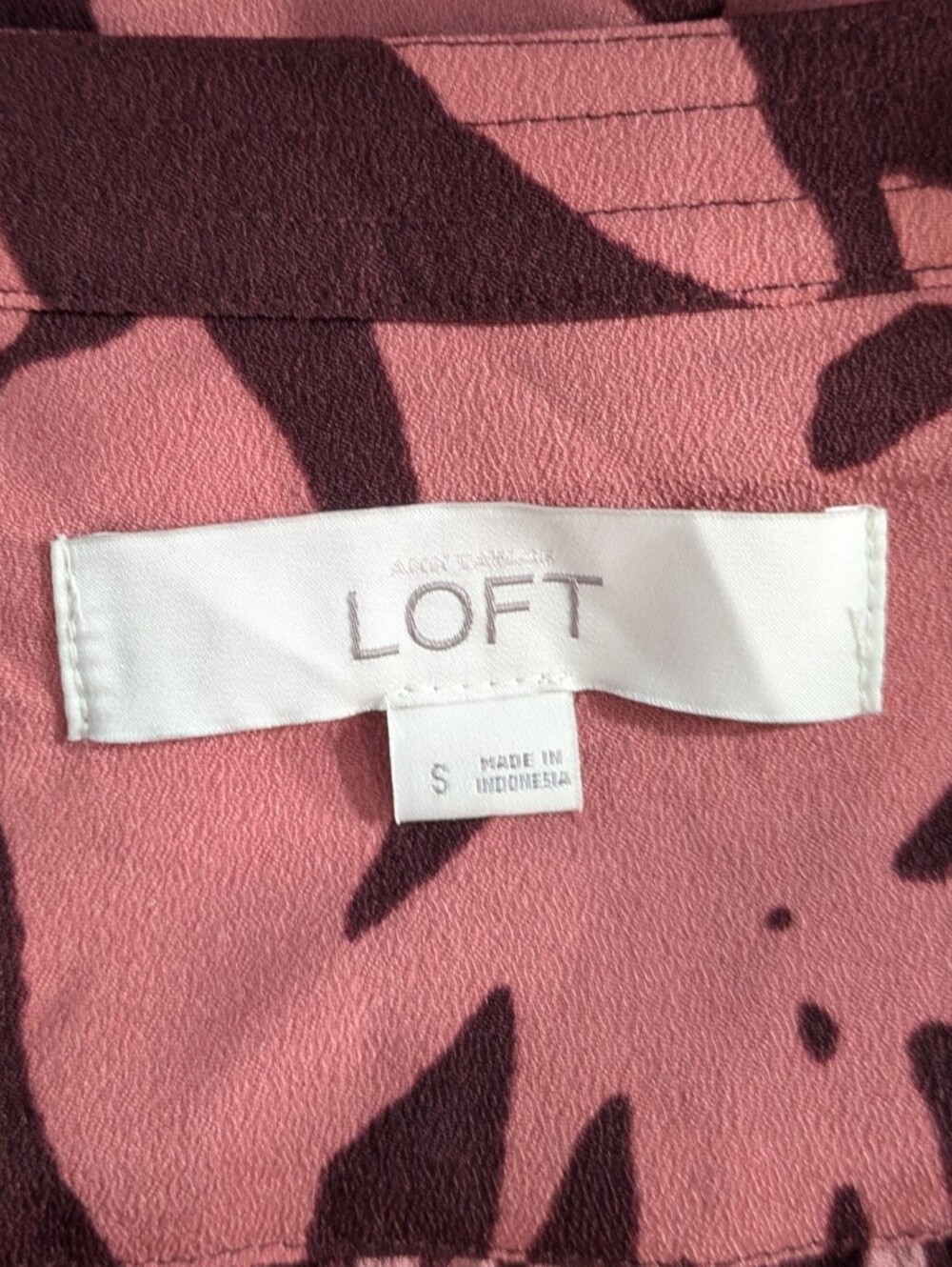 LOFT Pink and Burgundy Brown Dress With Belt - Size Small Womens - Picture 7 of 9